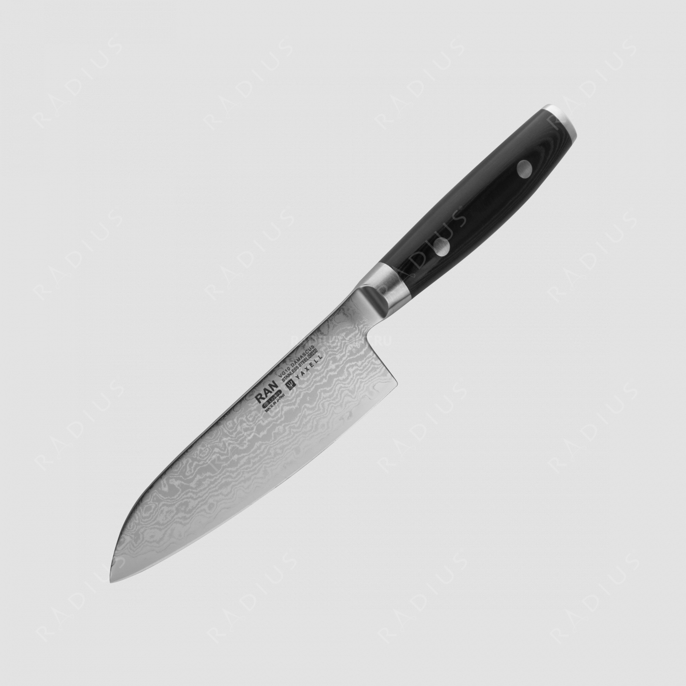 Нож кухонный Сантоку 12,5 см, «Santoku», дамасская сталь, серия Ran, YAXELL, Япония