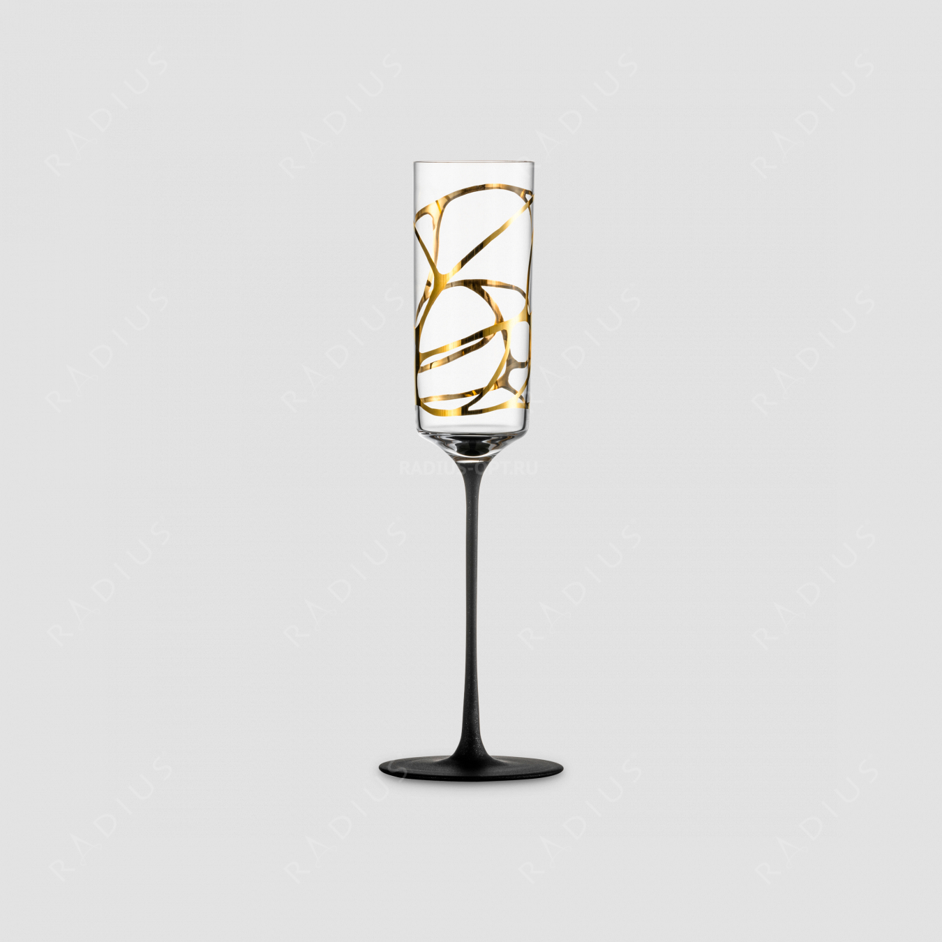 Бокал для шампанского, объем 210 мл, материал - бессвинцовый хрусталь, черный с золотом, серия Champagner Exklusiv, EISCH, Германия