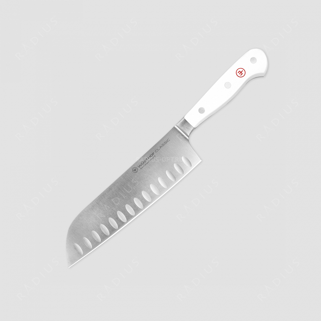 Нож кухонный Сантоку 17 см, с углублениями на кромке, серия White Classic, WUESTHOF, Золинген, Германия