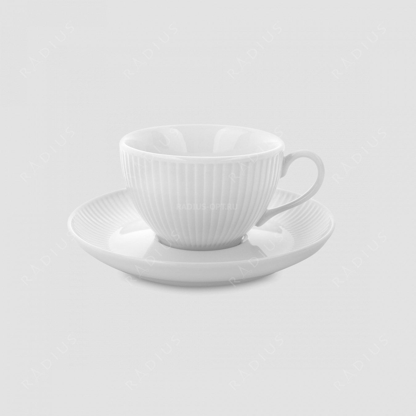Чашка с блюдцем, 180 мл, фарфор, белый, серия Plisse, PILLIVUYT, Франция
