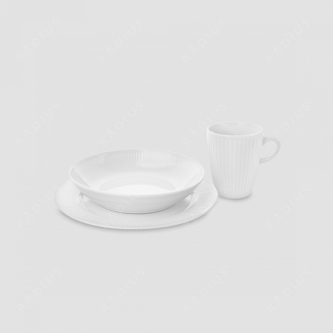 Набор обеденный на 4 персоны, 12 предметов, материал: фарфор, цвет: белый, серия Plisse, PILLIVUYT, Франция