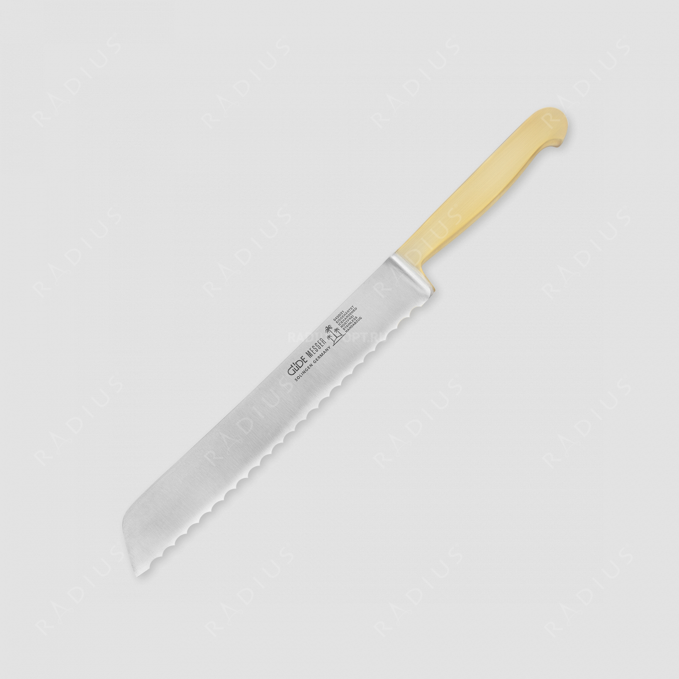 Нож для хлеба с позолоченной ручкой 21 см, серия Kappa gold, GUDE, Золинген, Германия