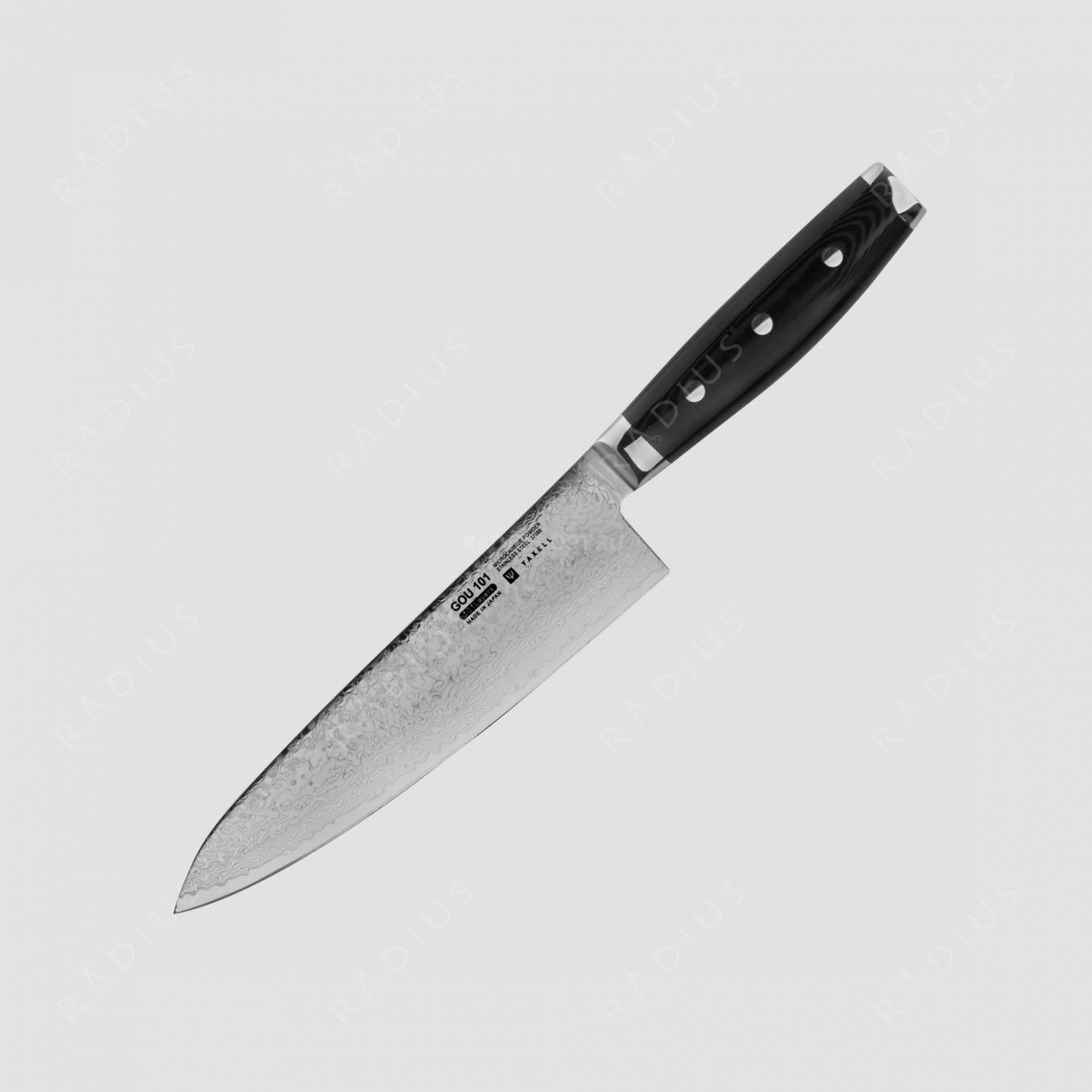 Профессиональный поварской кухонный нож 20 см, «Gyuto», дамасская сталь, серия Gou, YAXELL, Япония