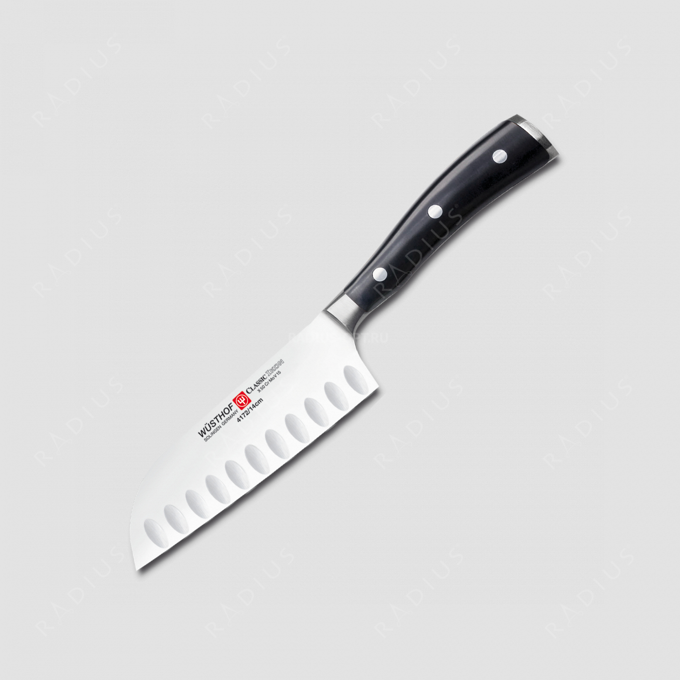 Нож кухонный Сантоку с углублениями на кромке 14 см, серия Classic Ikon, WUESTHOF, Золинген, Германия