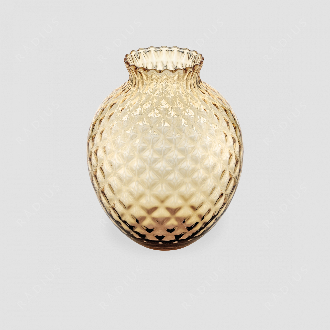 Стеклянная ваза для цветов, диаметр: 19,7 см, высота: 25 см, материал: стекло, цвет медовый, серия Infiore, IVV (Italy), Италия