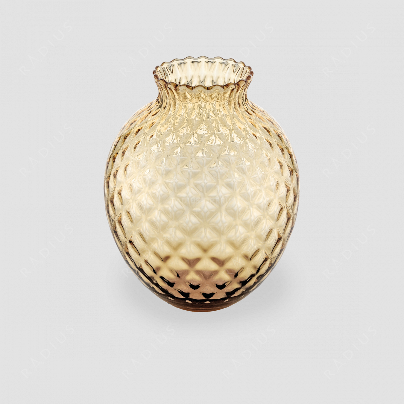 Стеклянная ваза для цветов, диаметр: 23,8 см, высота: 28,5 см, материал: стекло, цвет медовый, серия Infiore, IVV (Italy), Италия