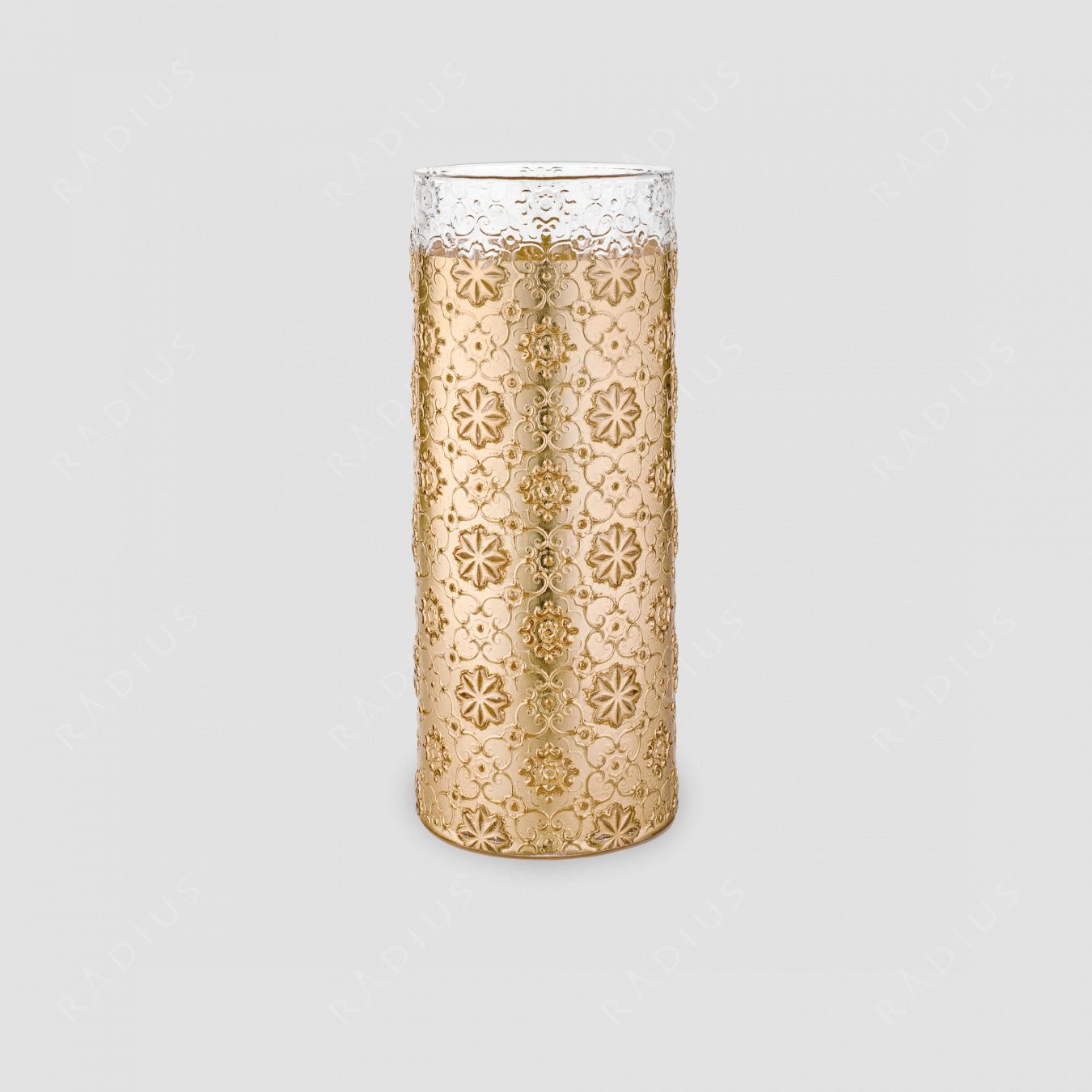 Стеклянная ваза для цветов, диаметр: 12,5 см, высота: 32 см, материал: стекло, цвет: золото, серия Arabesque, IVV (Italy), Италия