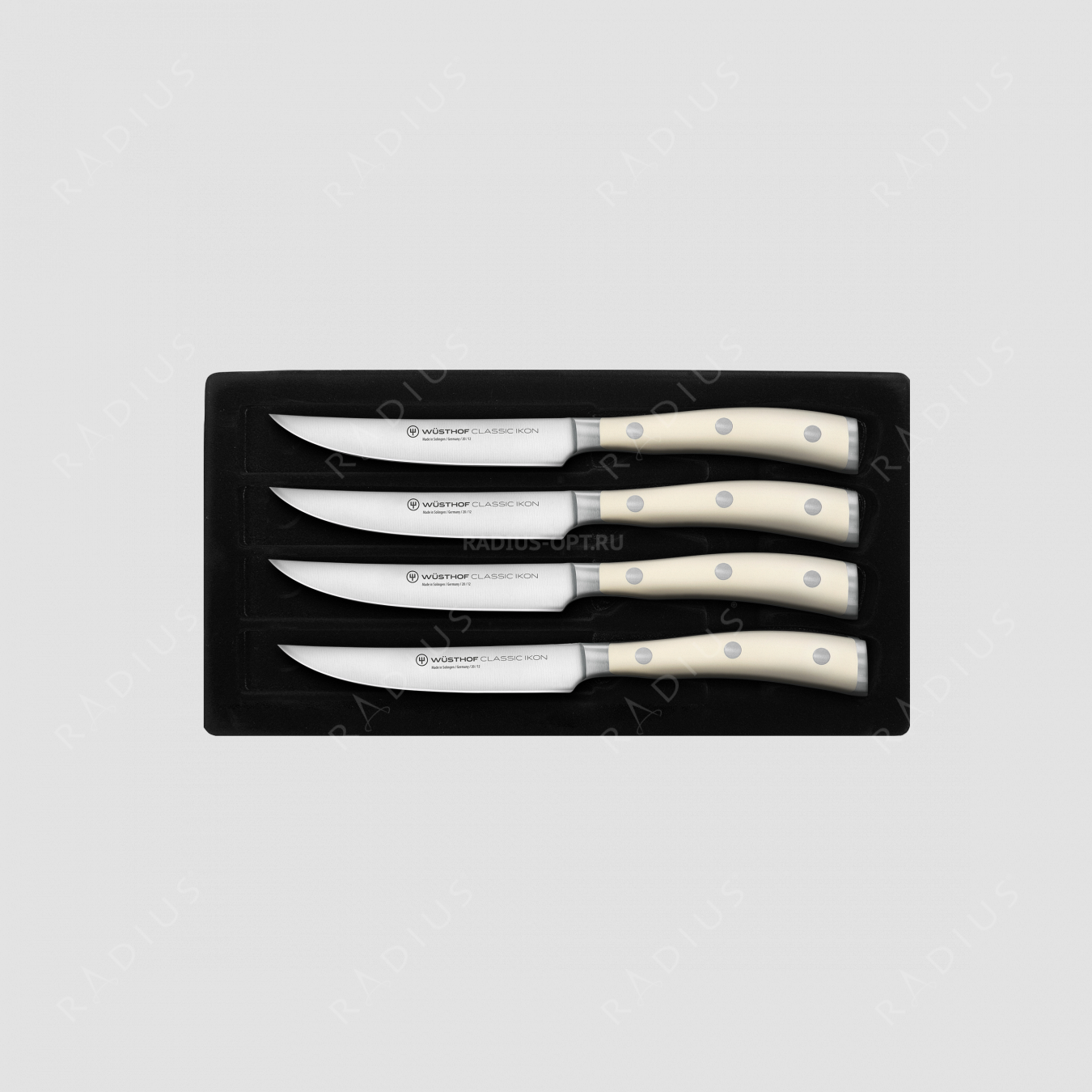 Набор кухонных ножей для стейка 4 штуки, серия Ikon Cream White, WUESTHOF, Золинген, Германия