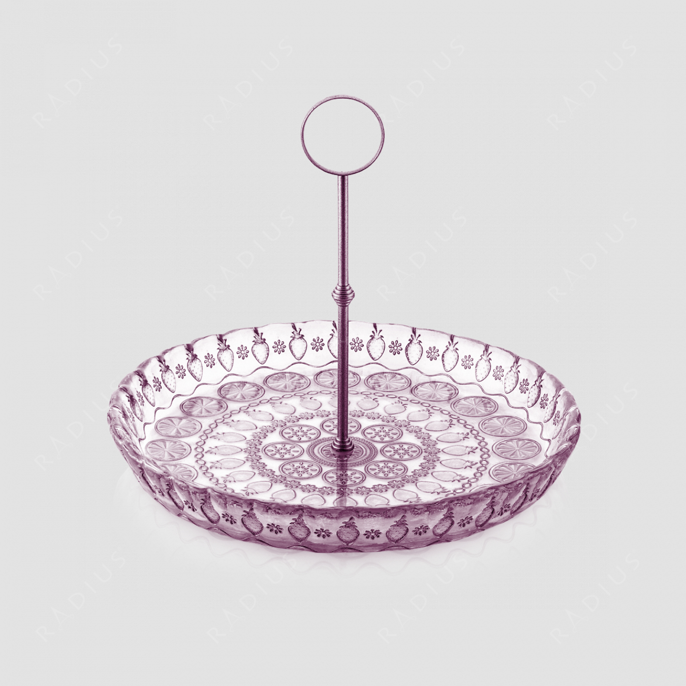 Чаша для фруктов с металлической стойкой, диаметр 32 см, цвет аметист, стекло, серия Vitaminic, IVV, Италия