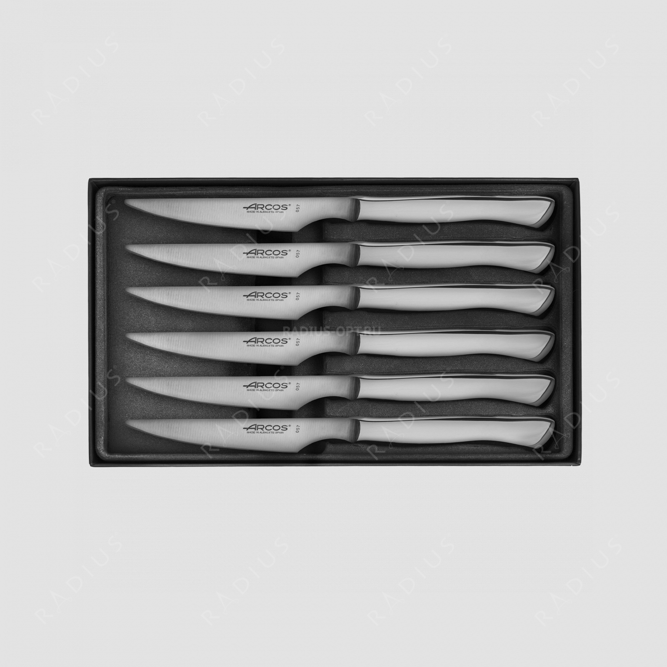 Набор столовых ножей для стейка 6 штук, рукоять нержавеющая сталь, серия Steak Knives, ARCOS, Испания