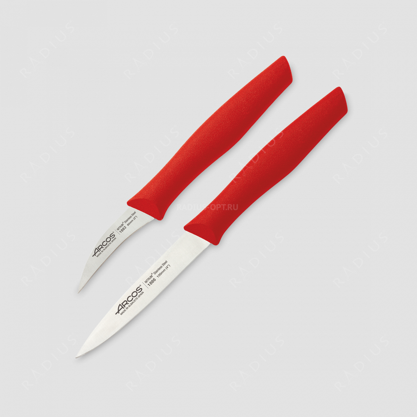 Набор из 2-х кухонных ножей для чистки и нарезки овощей, рукоять красная, серия Nova, ARCOS, Испания