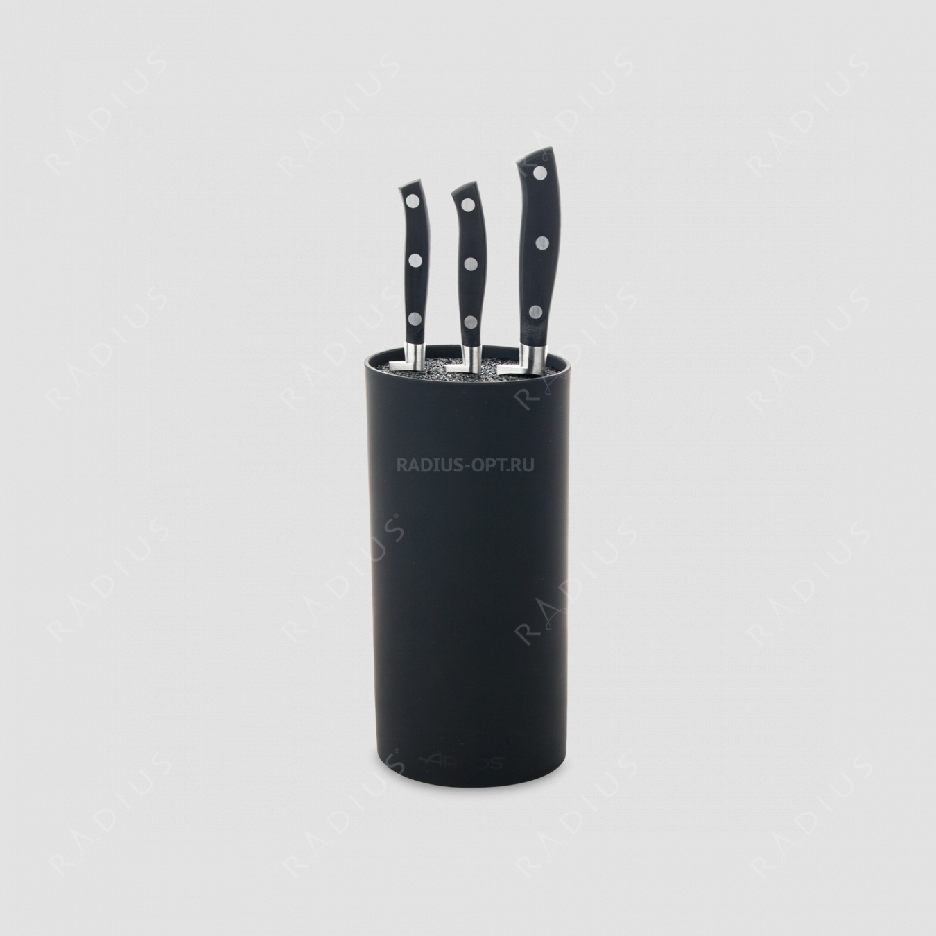 Набор из 3-х кухонных ножей с черной подставкой, серия Riviera, ARCOS, Испания