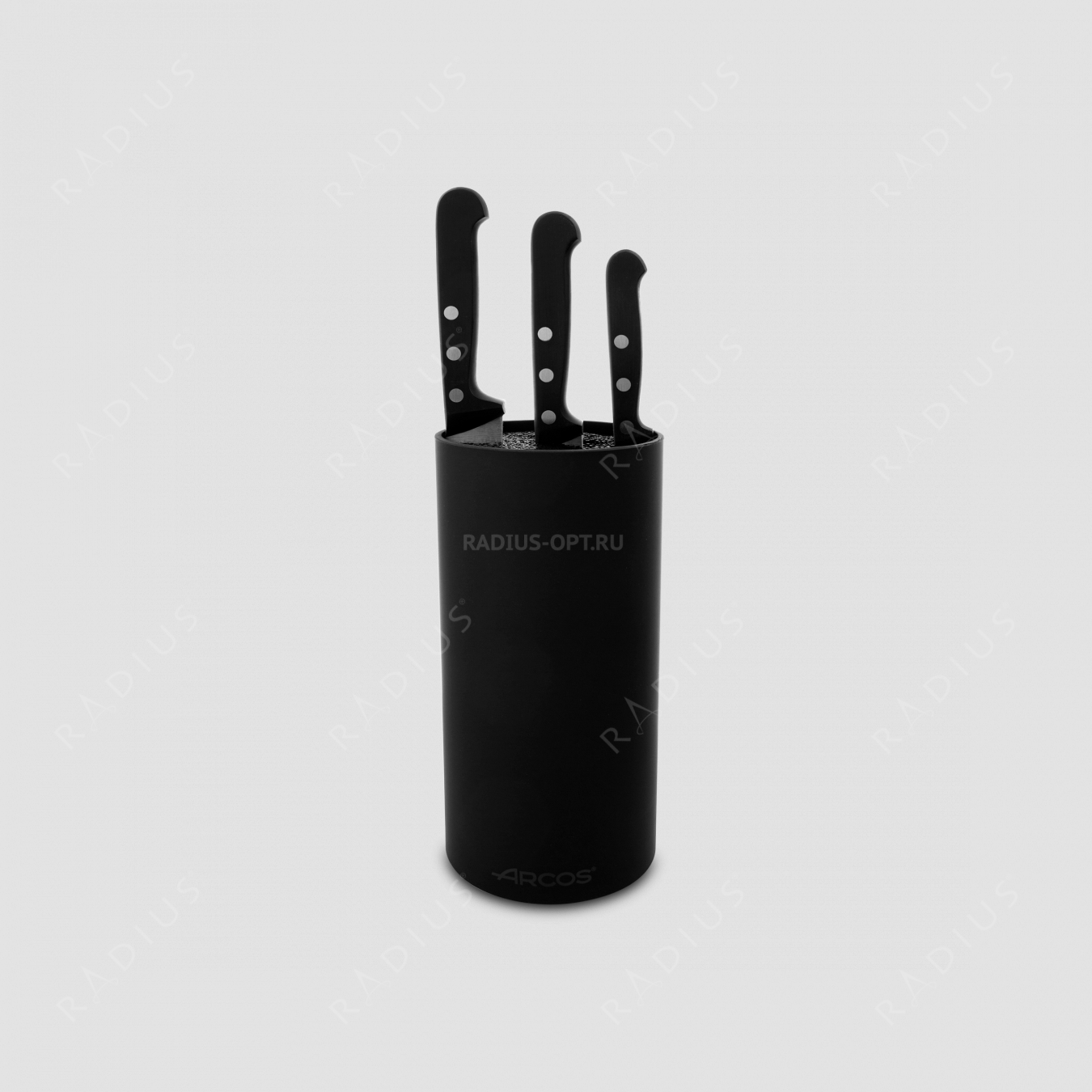 Набор из 3-х кухонных ножей с черной подставкой, серия Universal, ARCOS, Испания