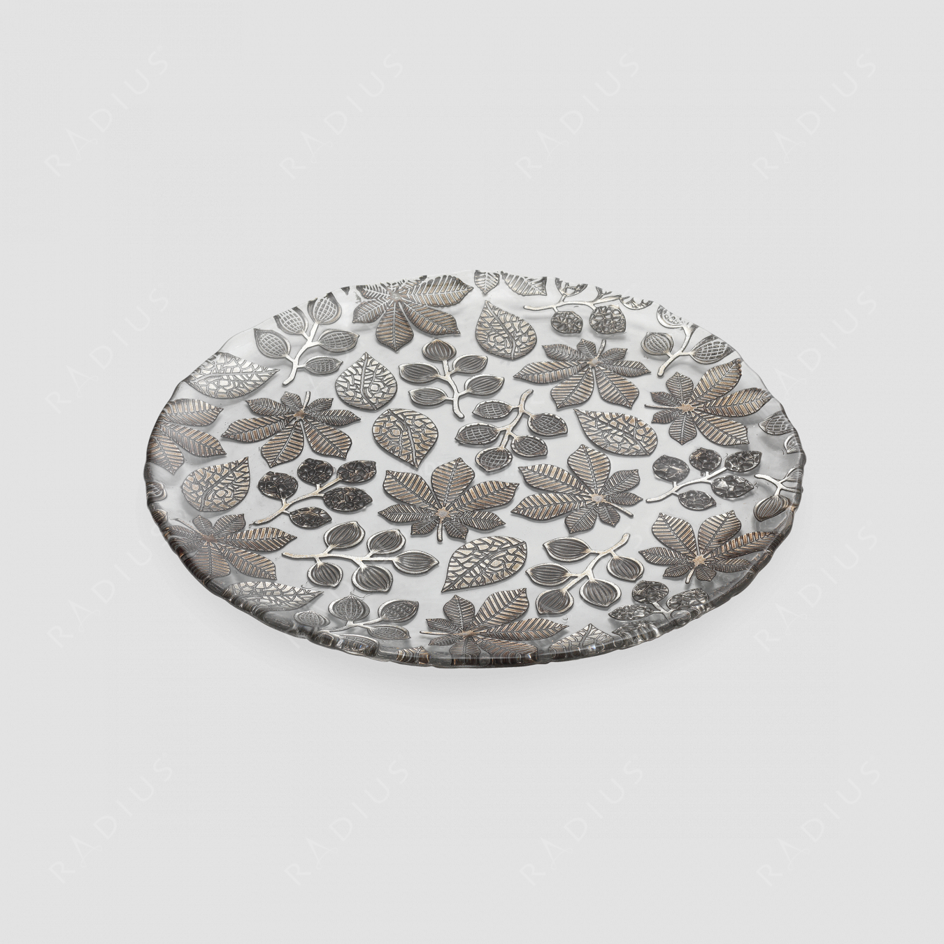 Блюдо круглое плоское, диаметр: 37 см, высота: 2 см, материал: стекло, цвет: кварцевый серый, серия Naturalia, IVV (Italy), Италия