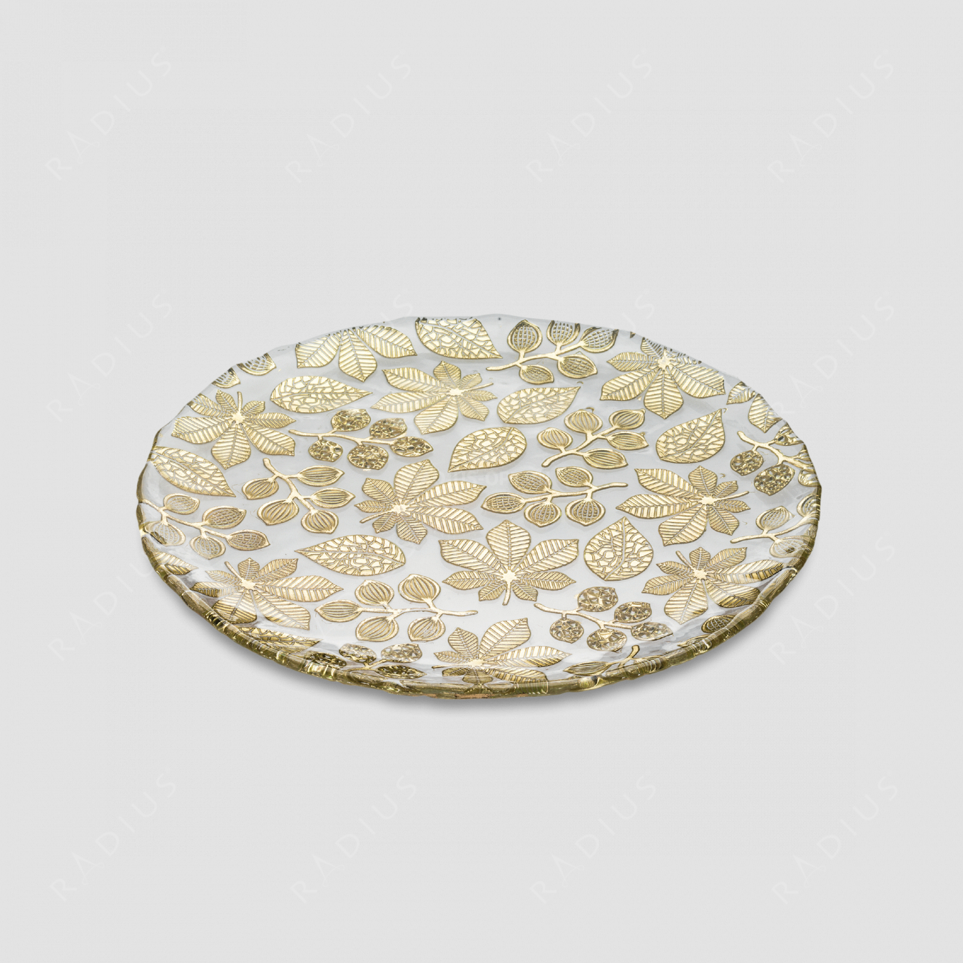 Блюдо круглое плоское, диаметр: 37 см, высота: 2 см, материал: стекло, цвет: золото, серия Naturalia, IVV (Italy), Италия