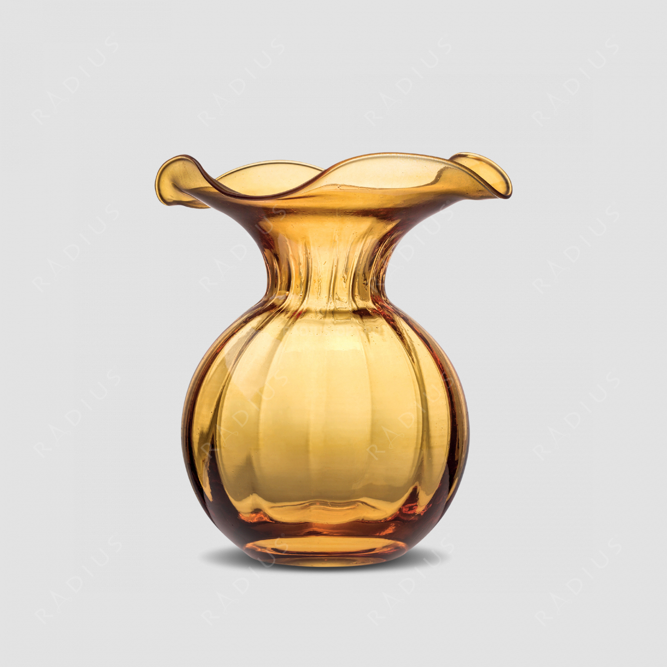 Стеклянная ваза для цветов, диаметр: 15 см, высота: 18 см, материал: стекло, цвет: медовый, серия Primula, IVV (Italy), Италия