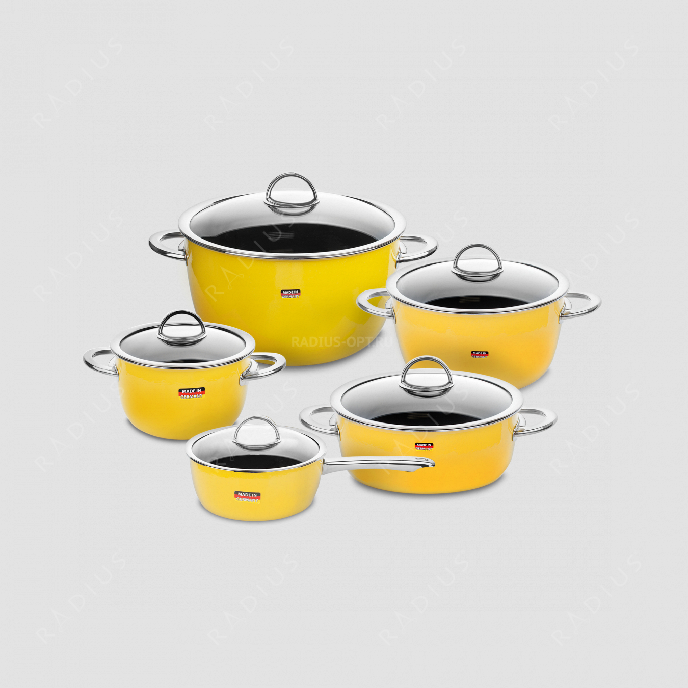 Набор посуды из 5-ти предметов, цвет желтый, серия NEO Yellow, KOCHSTAR, Германия