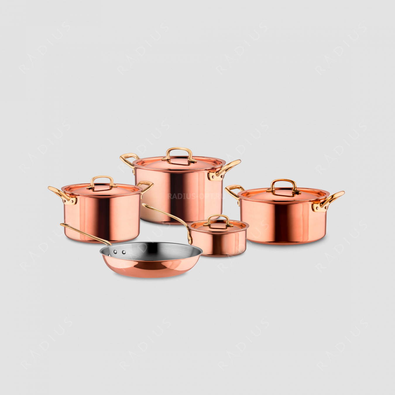 Набор посуды из 5-ти предметов, медь с нержавеющим покрытием, серия Gustibus, RUFFONI, Италия