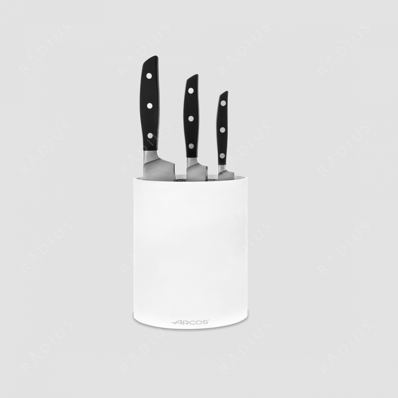 Набор из 3-х кухонных ножей с белой подставкой, серия Manhattan, ARCOS, Испания