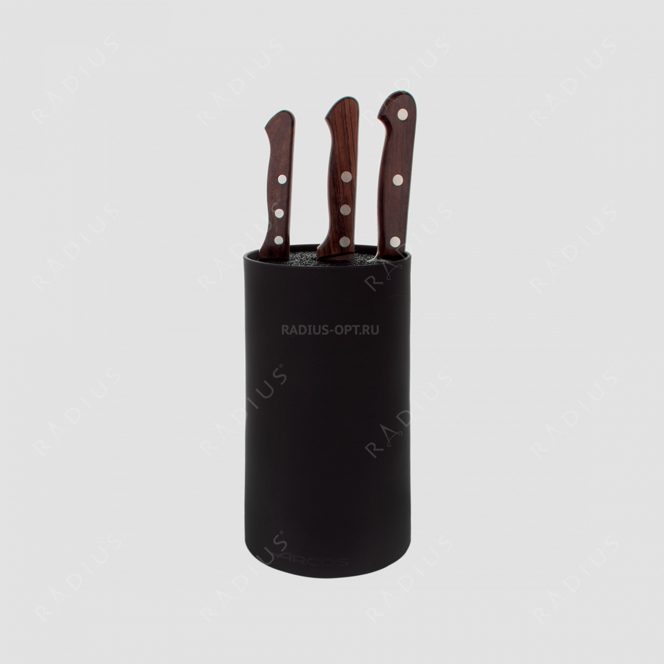 Набор из 3-х ножей с черной подставкой, серия Atlantico, ARCOS, Испания