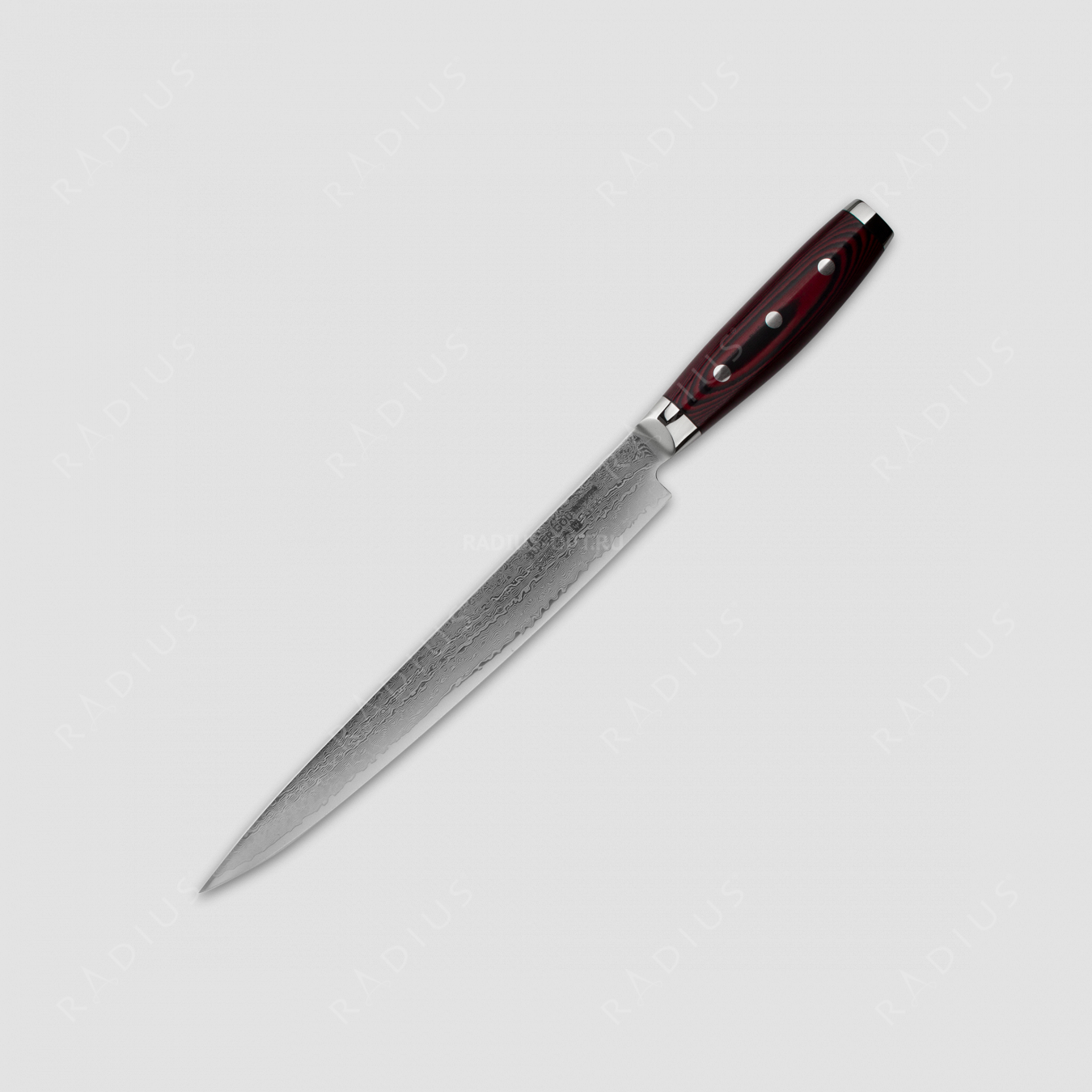 Нож кухонный для тонкой нарезки 25 см, «Sujihiki», дамасская сталь, серия GOU 161, YAXELL, Япония