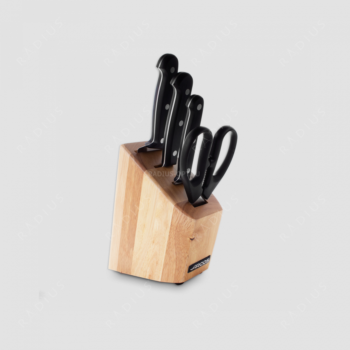Набор из 3-х кухонных ножей с ножницами в деревянной подставке, серия Universal, ARCOS, Испания