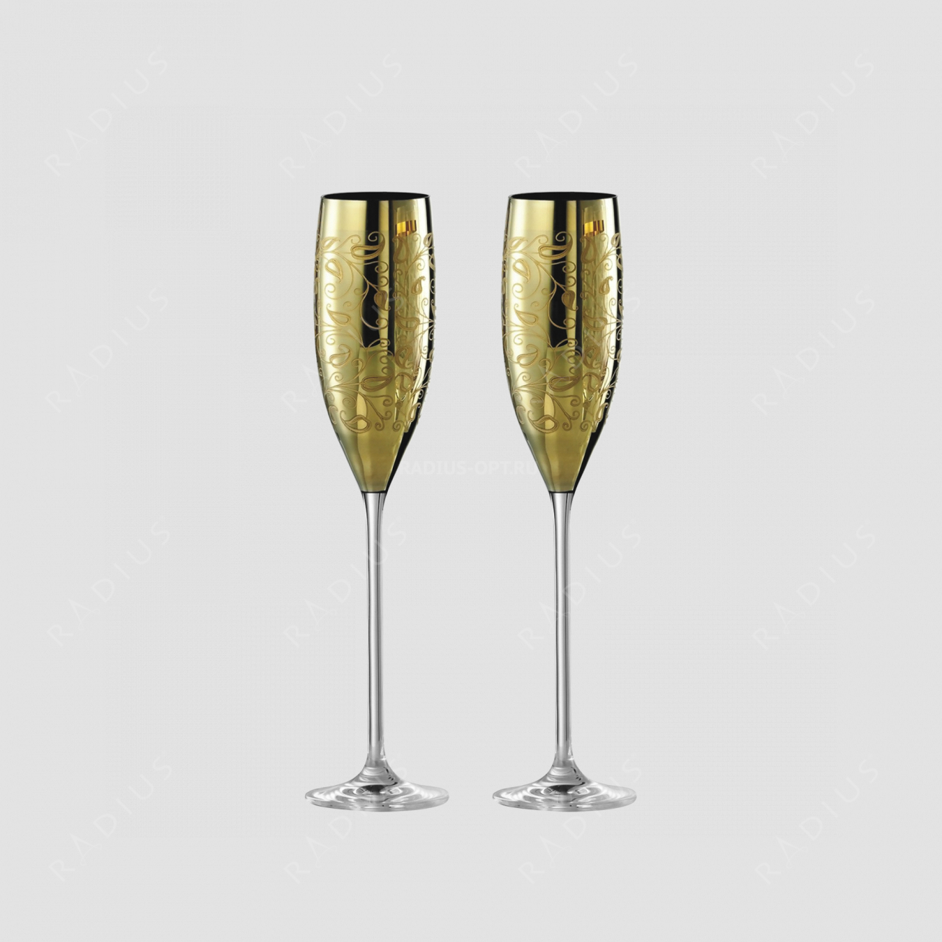 Набор из 2-х хрустальных бокалов для шампанского, объем: 180 мл, материал: бессвинцовый хрусталь, цвет: золото, серия Champagner Exklusiv, EISCH, Германия