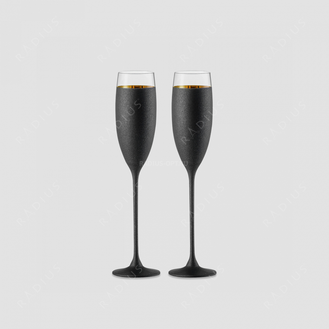 Набор из 2-х хрустальных бокалов для шампанского, объем: 180 мл, материал: бессвинцовый хрусталь, цвет: черный/золото, серия Champagner Exklusiv, EISCH, Германия