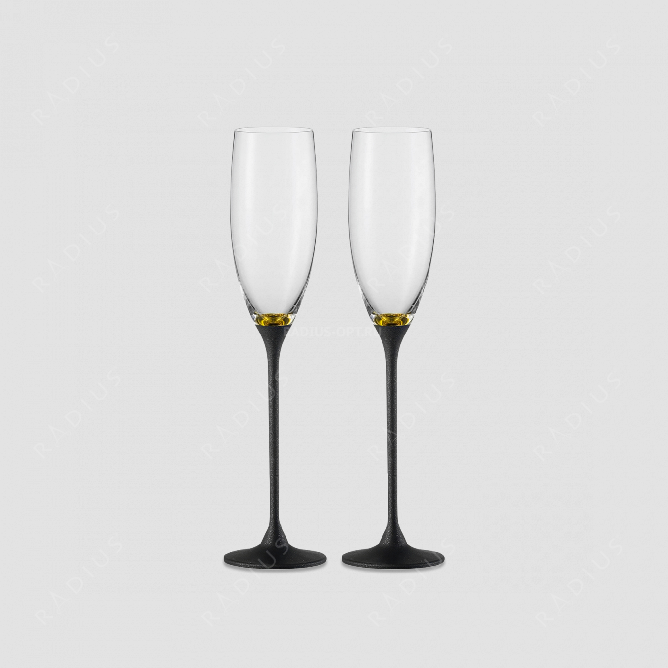 Набор из 2-х бокалов для шампанского, объем: 180 мл, материал - бессвинцовый хрусталь, черный с золотом, серия Champagner Exklusiv, EISCH, Германия