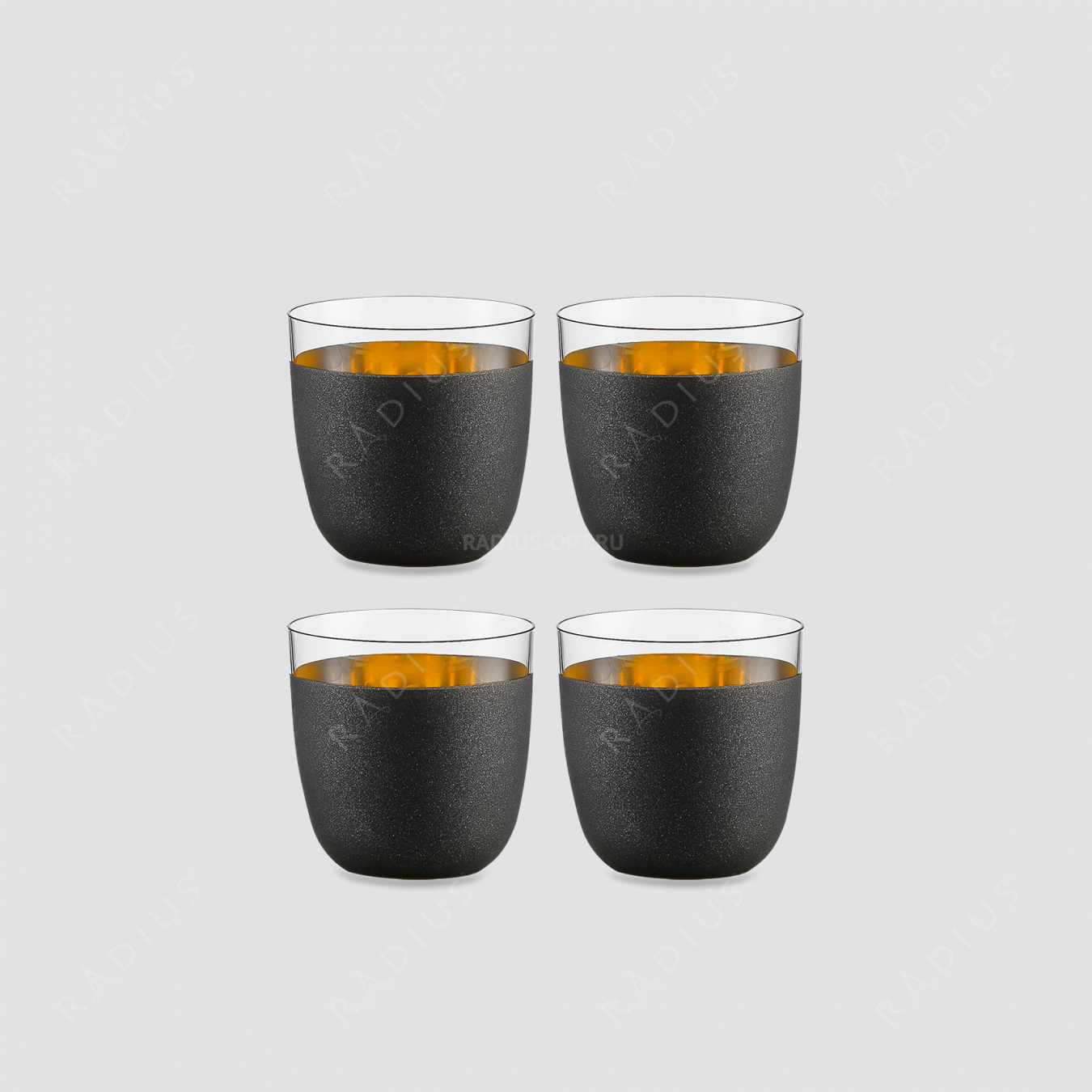 Набор из 4-х стаканов Gold, материал: бессвинцовый хрусталь, цвет: черный/золото, серия Cosmo, EISCH, Германия
