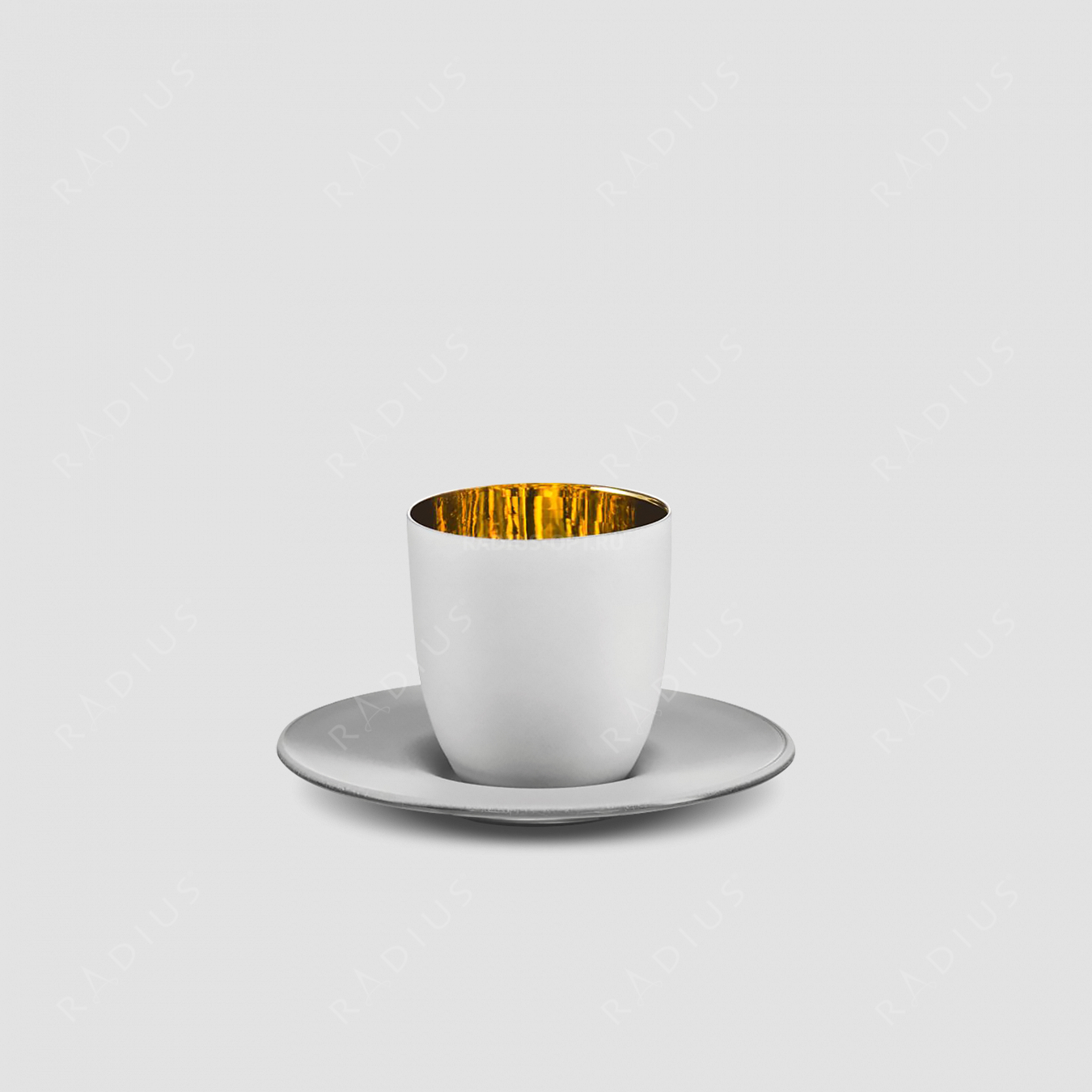 Чашка с блюдцем Weiss, объем: 100 мл, материал - бессвинцовый хрусталь, белый с золотом, серия Cosmo, EISCH, Германия