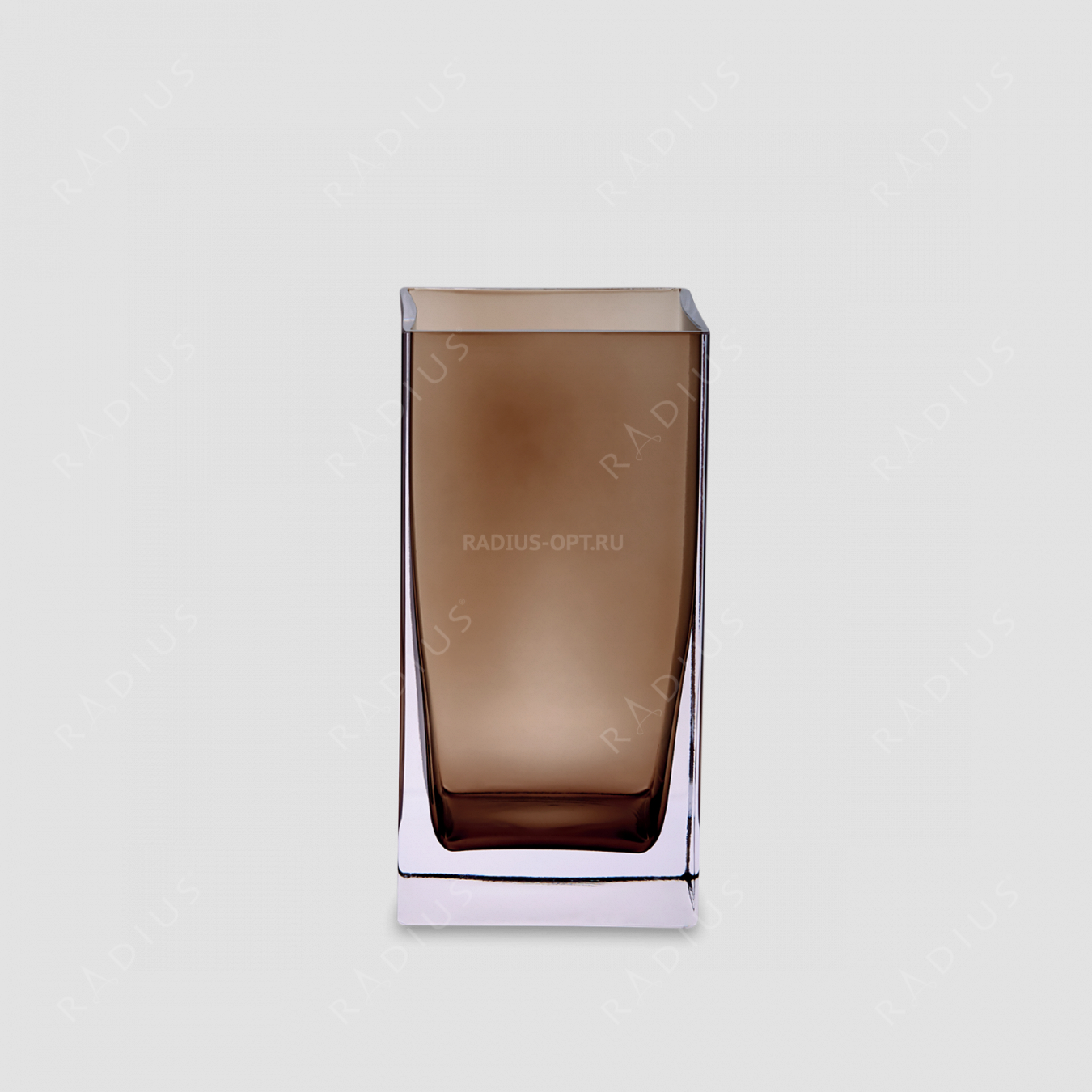 Стеклянная ваза для цветов, квадратная, размер: 10 х 10 х 20 см, материал: стекло, цвет: кофейный, серия Millennium, IVV (Italy), Италия