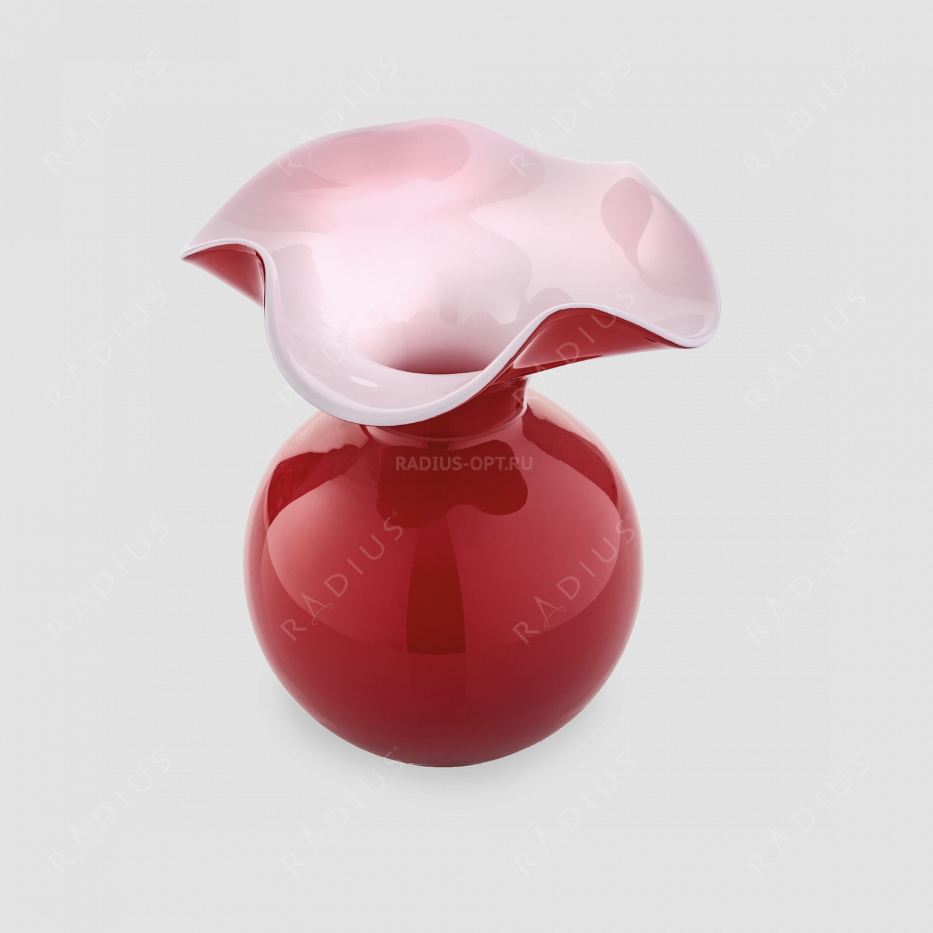 Маленькая стеклянная ваза для цветов, диаметр: 13 см, высота: 14 см, материал: стекло, цвет: красный, серия Primula, IVV (Italy), Италия