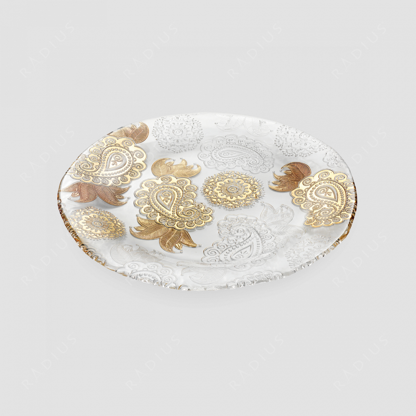 Блюдо , диаметр: 37 см. высота: 2,5 см, материал: стекло, цвет: золото, серия Pashmina, IVV (Italy), Италия