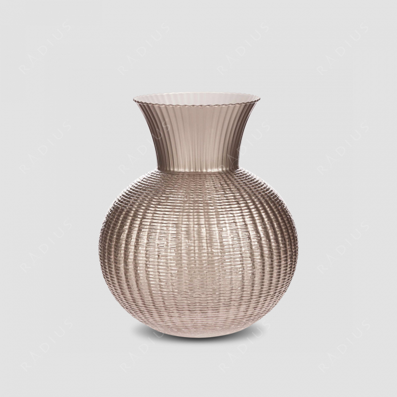 Стеклянная ваза для цветов, диаметр: 25 см, высота: 30 см, материал: стекло, цвет: коричнево-медовый, внутри прозрачный белый, серия Ophelia, IVV (Italy), Италия