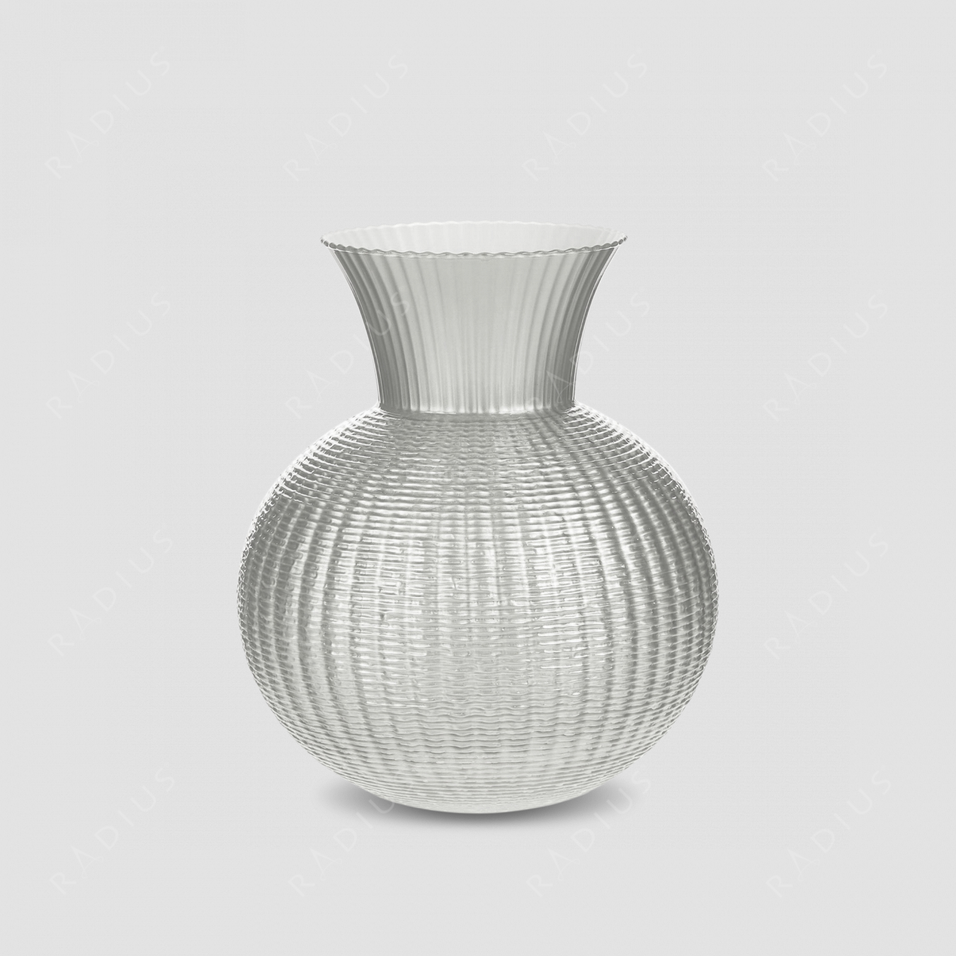 Стеклянная ваза для цветов, диаметр: 25 см, высота: 30 см, материал: стекло, цвет: жемчужно-белый, внутри прозрачный белый, серия Ophelia, IVV (Italy), Италия